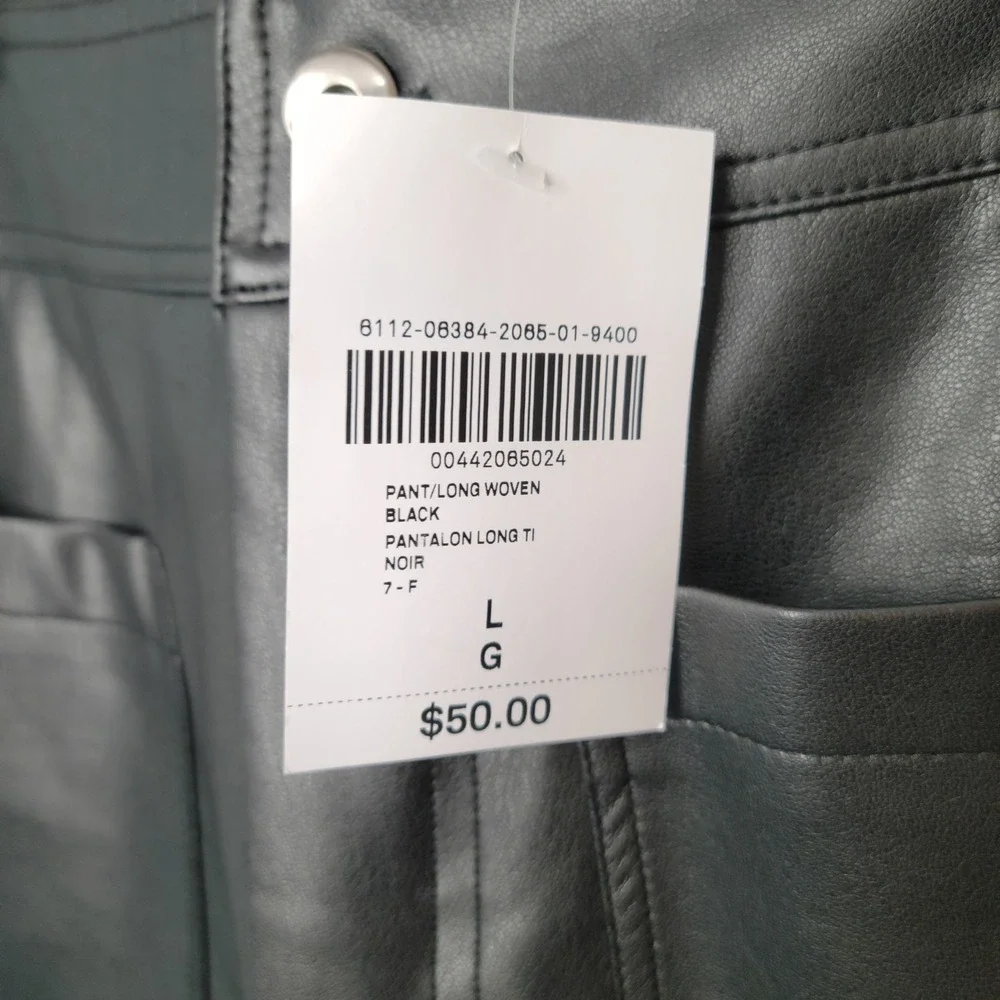 Forever 21 Faux Leather Wide Leg Pants Women's Size L Black NWT Rockabilly  Star - Picture 3 of 12